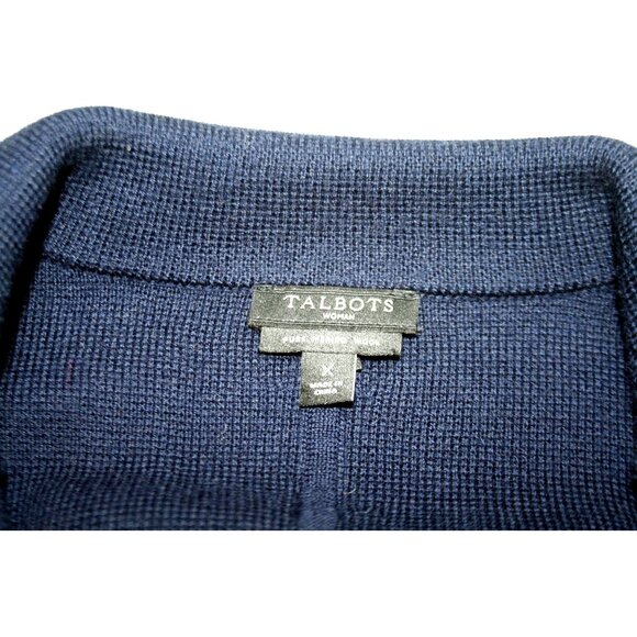 Talbots Plus Size X Merino Wool Sweater Blazer Navy Red Preppy Classic Layering - Picture 4 of 9